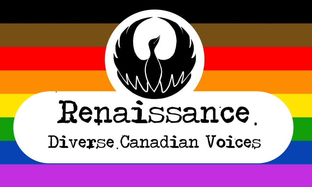 Renaissance logo against the LGBTQIA2PP+ flag.